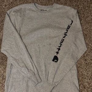 Carhartt Heather Gray Long Sleeve Tee with Black Sleeve Print